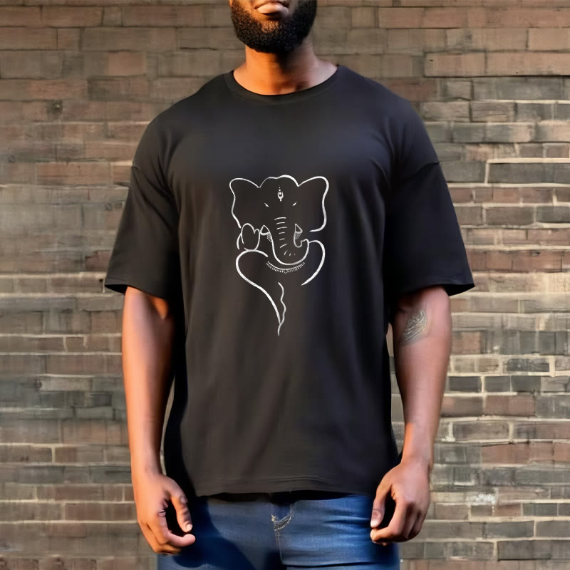 Buddha Stones Ganesh Elephant Sketch Pattern Tee T-shirt - image 2