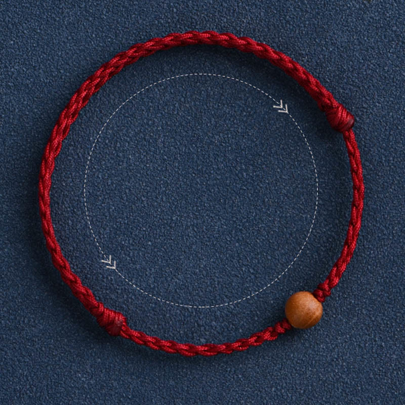 Buddha Stones Natural Peach Wood Bead Ward Off Evil Spirits Braided Bracelet - image 23