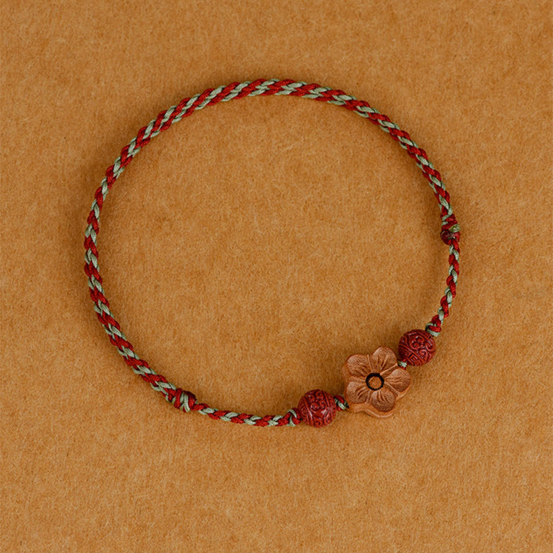 Buddha Stones Peach Wood Small Peach Blossom Cinnabar Wealth String Bracelet Anklet - image 10
