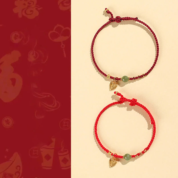 Buddha Stones 925 Sterling Silver Hetian Jade Bead Copper Coin Love Heart Charm Luck Bracelet - image 11