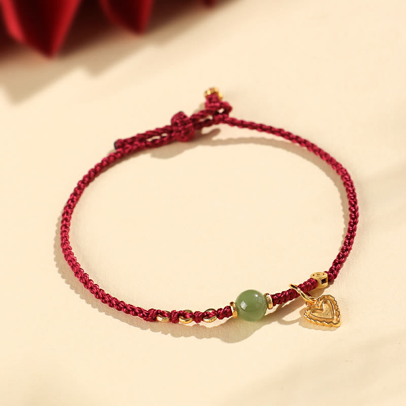 Buddha Stones 925 Sterling Silver Hetian Jade Bead Copper Coin Love Heart Charm Luck Bracelet - image 10