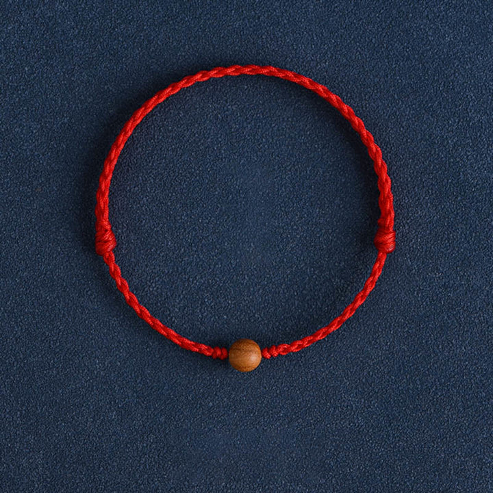 Buddha Stones Natural Peach Wood Bead Ward Off Evil Spirits Braided Bracelet - image 7