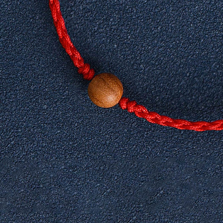 Buddha Stones Natural Peach Wood Bead Ward Off Evil Spirits Braided Bracelet - image 12