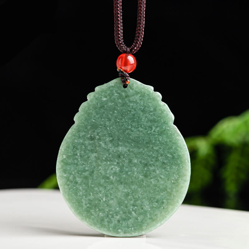 Buddha Stones Round Lotus Pattern Jade Abundance Prosperity Necklace Rope Pendant - image 4