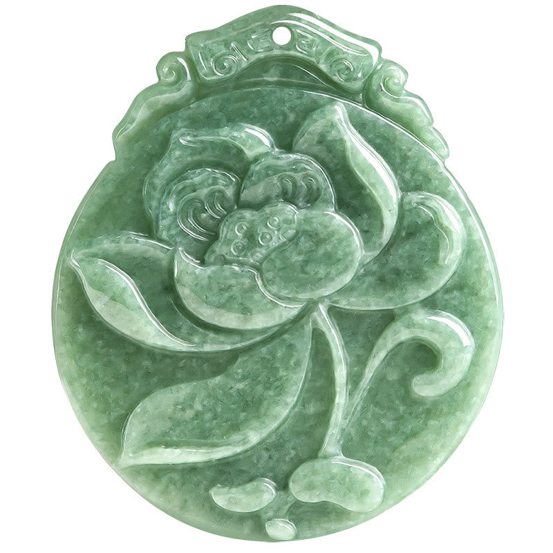 Buddha Stones Round Lotus Pattern Jade Abundance Prosperity Necklace Rope Pendant - image 9