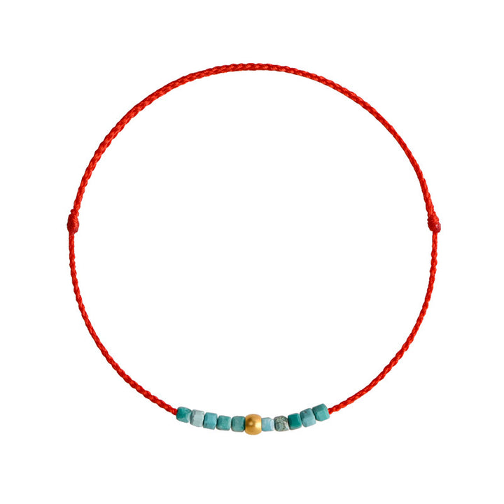 Buddha Stones 999 Gold Beads Turquoise Protection Braided Bracelet Anklet - image 9