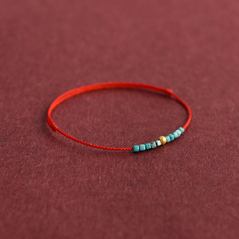 Buddha Stones 999 Gold Beads Turquoise Protection Braided Bracelet Anklet - image 8
