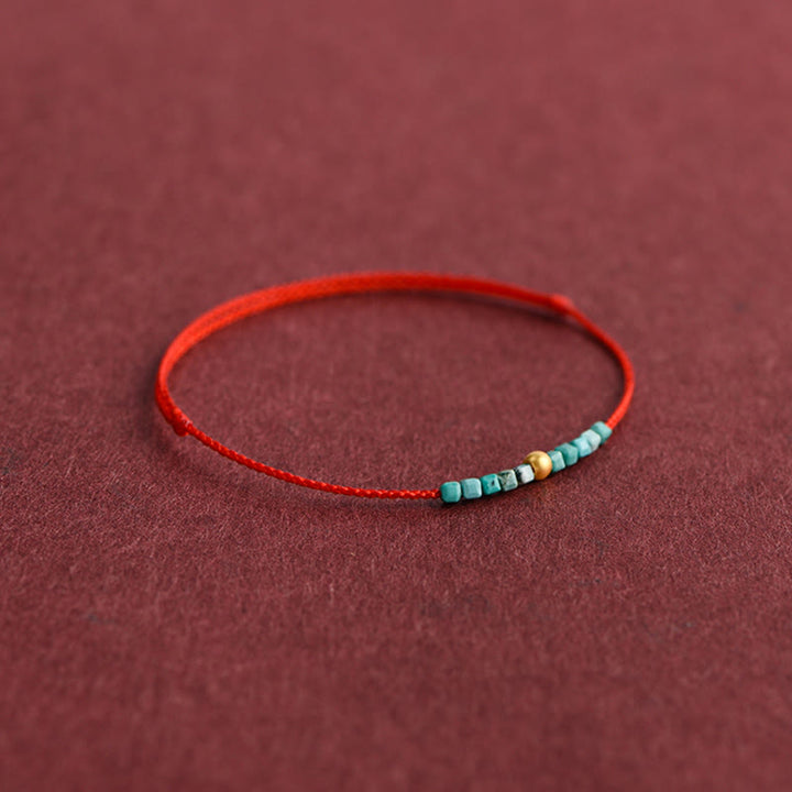 Buddha Stones 999 Gold Beads Turquoise Protection Braided Bracelet Anklet - image 8