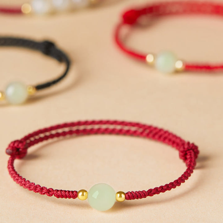 Buddha Stones Natural Hetian Jade Peace Buckle Fu Character Protection Luck Braided Bracelet - image 10