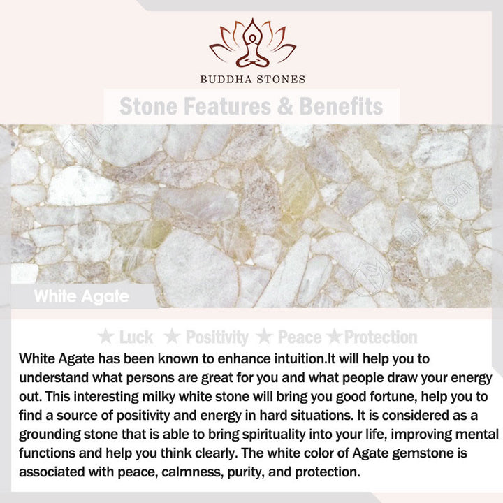 Buddha Stones Natural White Agate Hetian Jade Beads Interlocking Positive Bracelet Bangle - image 6