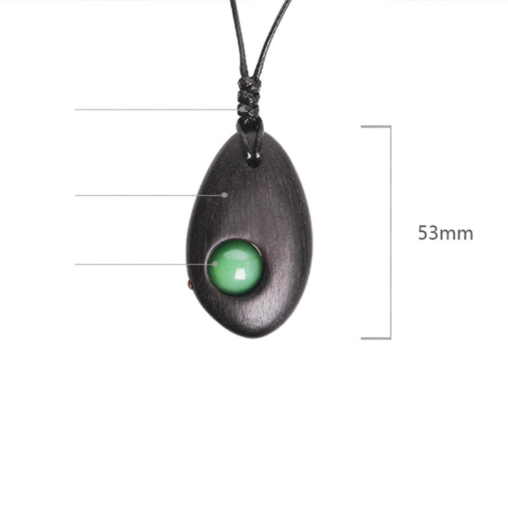Buddha Stones Ebony Wood Green Aventurine Peace Calm Necklace Pendant - image 5