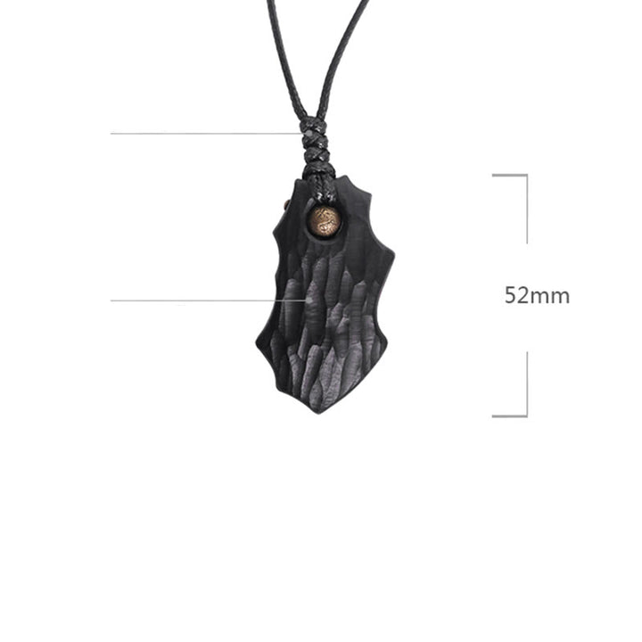 Buddha Stones Ebony Wood Irregular Shape Copper Bead Peace Calm Necklace Pendant - image 4