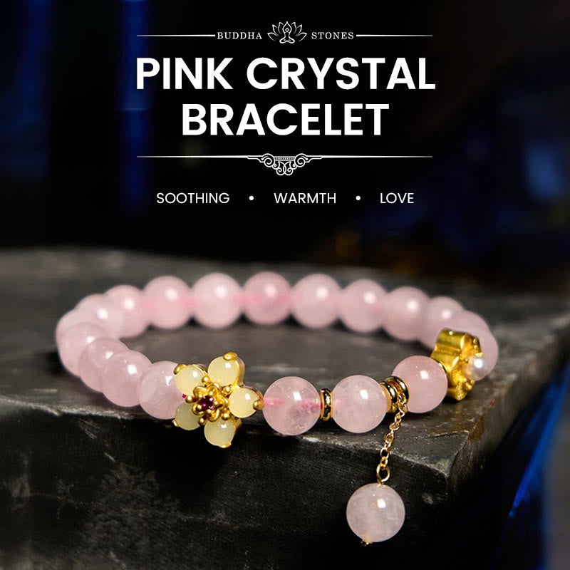 Buddha Stones Pink Crystal Citrine Flower Warmth Bracelet - Pink Crystal(Wrist Circumference: 14-16cm) - image 0