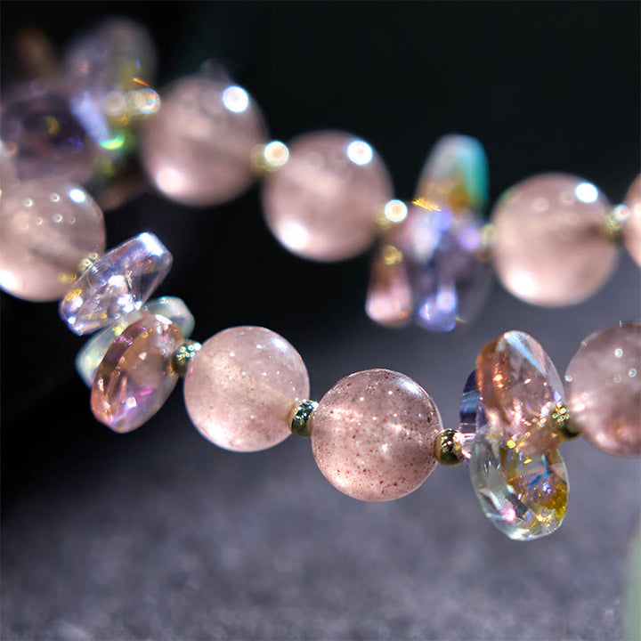 Buddha Stones Strawberry Quartz Crystal Gourd Positive Bracelet - image 3