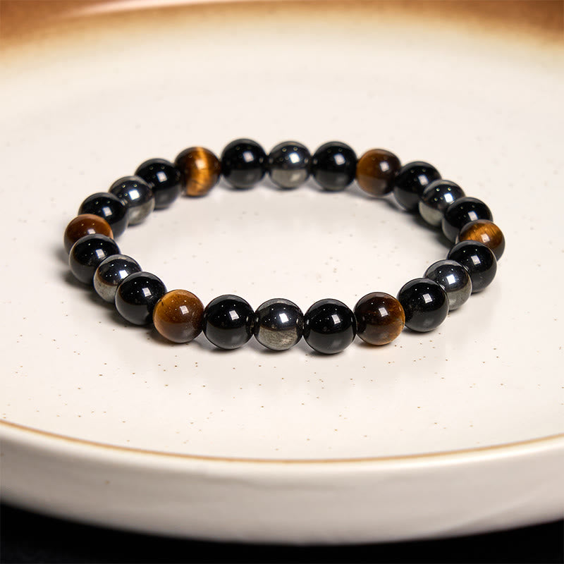 Buddha Stones Natural Tiger's Eye Obsidian Hematite Positive Powerful Bracelet - image 8