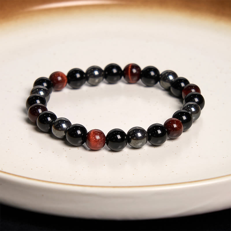 Buddha Stones Natural Tiger's Eye Obsidian Hematite Positive Powerful Bracelet - image 20