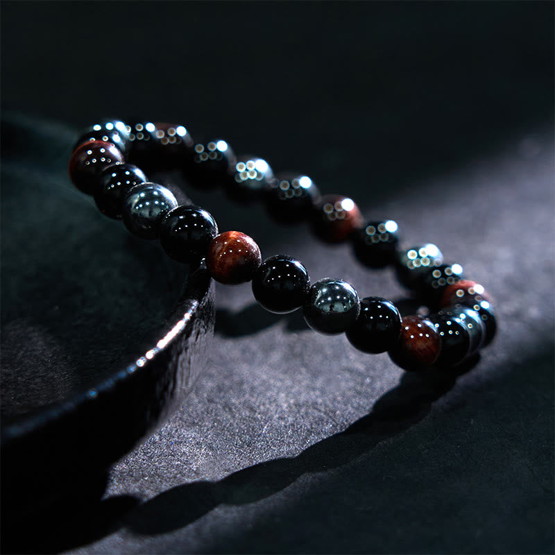 Buddha Stones Natural Tiger's Eye Obsidian Hematite Positive Powerful Bracelet - image 14