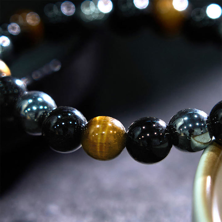 Buddha Stones Natural Tiger's Eye Obsidian Hematite Positive Powerful Bracelet - image 3