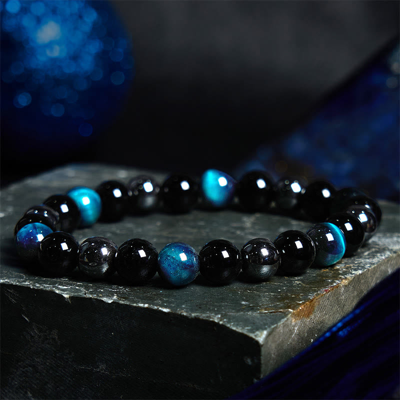 Buddha Stones Natural Tiger's Eye Obsidian Hematite Positive Powerful Bracelet - Blue Tiger Eye Obsidian Hematite(Wrist Circumference: 14-18cm) - image 23