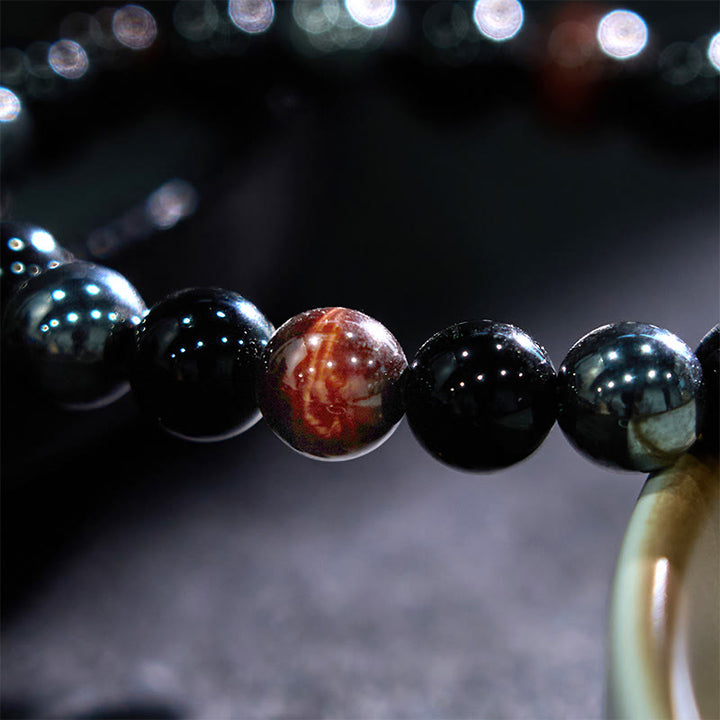 Buddha Stones Natural Tiger's Eye Obsidian Hematite Positive Powerful Bracelet - image 15