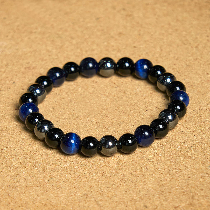 Buddha Stones Natural Tiger's Eye Obsidian Hematite Positive Powerful Bracelet - image 20