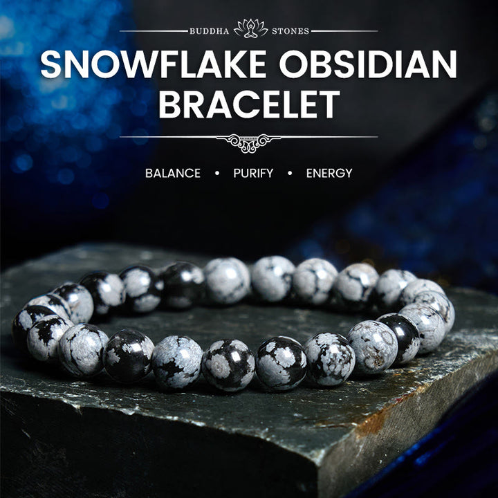 Buddha Stones Snowflake Obsidian Balance Bracelet - Snowflake Obsidian(Wrist Circumference: 14-16cm) - image 0
