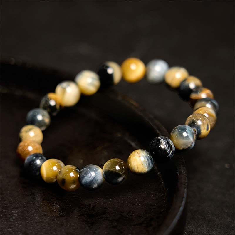 Buddha Stones Yellow Blue Tiger Eye Courage Bracelet - image 1