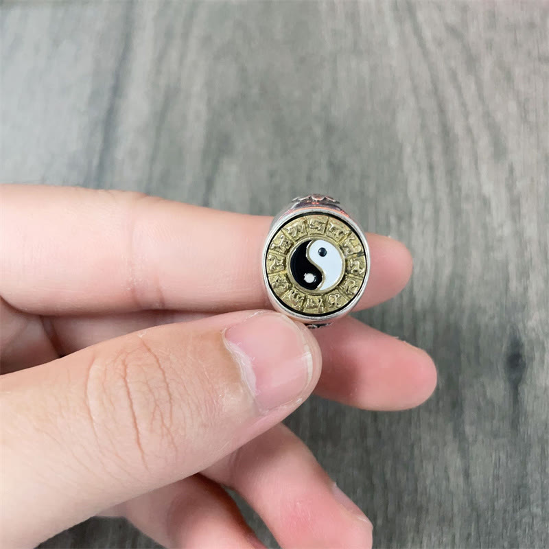 Buddha Stones Yin Yang Chinese Zodiac Copper Wealth Adjustable Ring - image 5