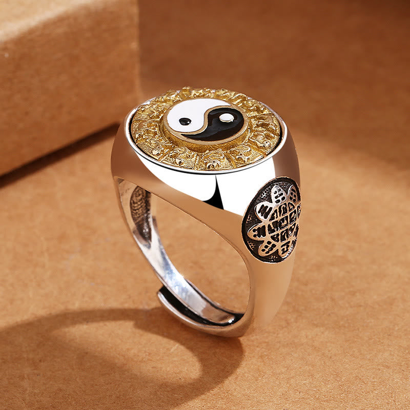 Buddha Stones Yin Yang Chinese Zodiac Copper Wealth Adjustable Ring - image 1
