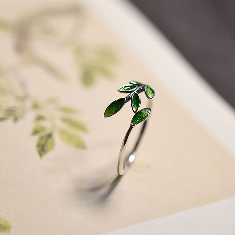 Buddha Stone Leaves Copper Wealth Adjustable Ring - image 3