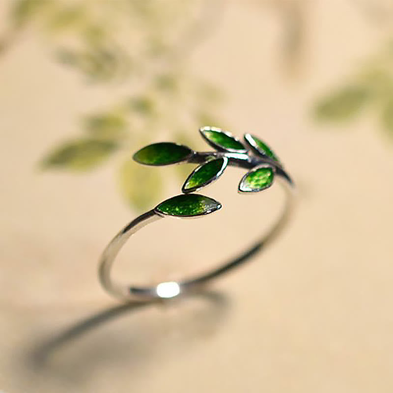 Buddha Stone Leaves Copper Wealth Adjustable Ring - image 2