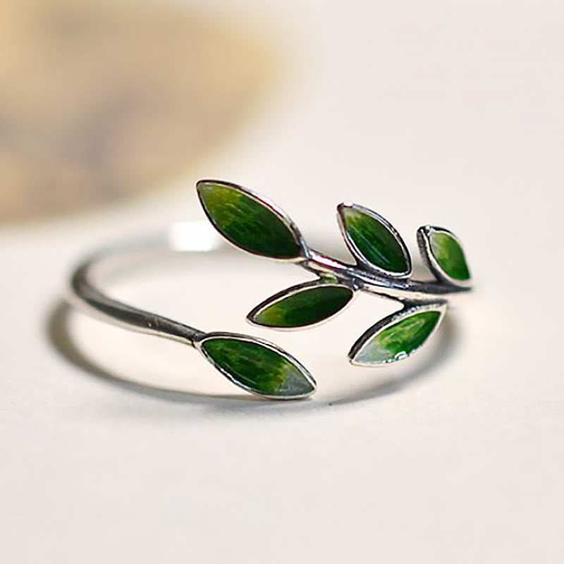 Buddha Stone Leaves Copper Wealth Adjustable Ring - image 7