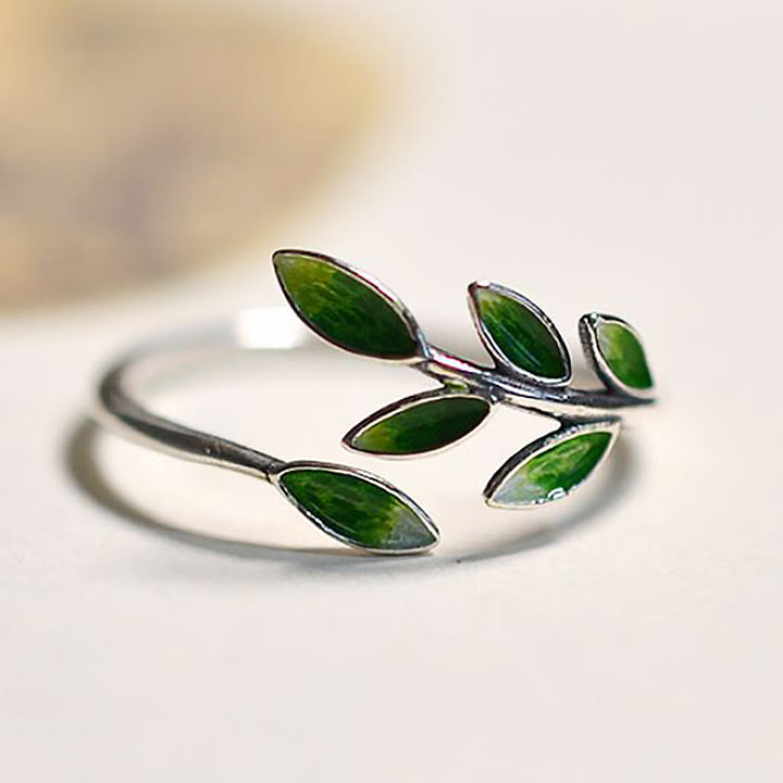 Buddha Stone Leaves Copper Wealth Adjustable Ring - image 7