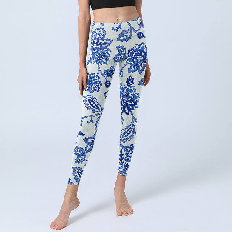 Buddha Stones Flowers Print Gym Leggings Women's Yoga Pants - image 5