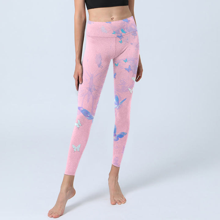 Buddha Stones Butterfly Print Gym Leggings Women's Yoga Pants - image 5