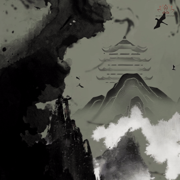 Buddha Stones Ink Painting Mountain Pavilion Print Fitness Leggings Women's Yoga Pants - image 1