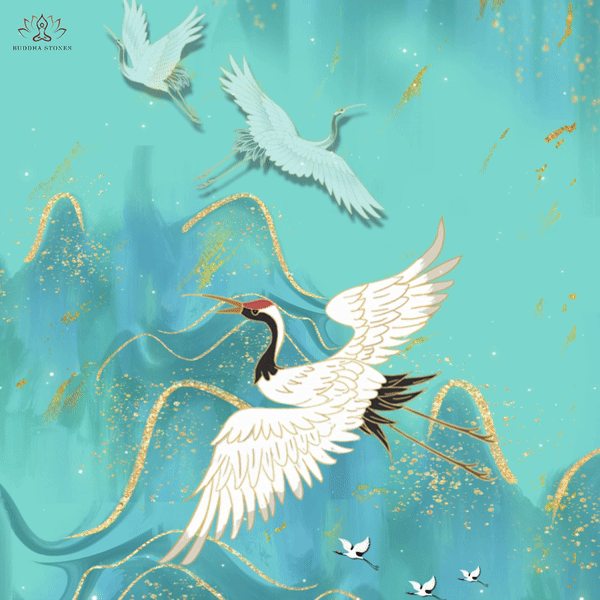 Buddha Stones Mint Green Mountain Crane Print Fitness Leggings Women's Yoga Pants - image 1