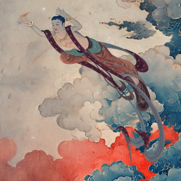 Buddha Stones Dunhuang Flying Apsaras Auspicious Clouds Print Fitness Leggings Women's Yoga Pants - image 1