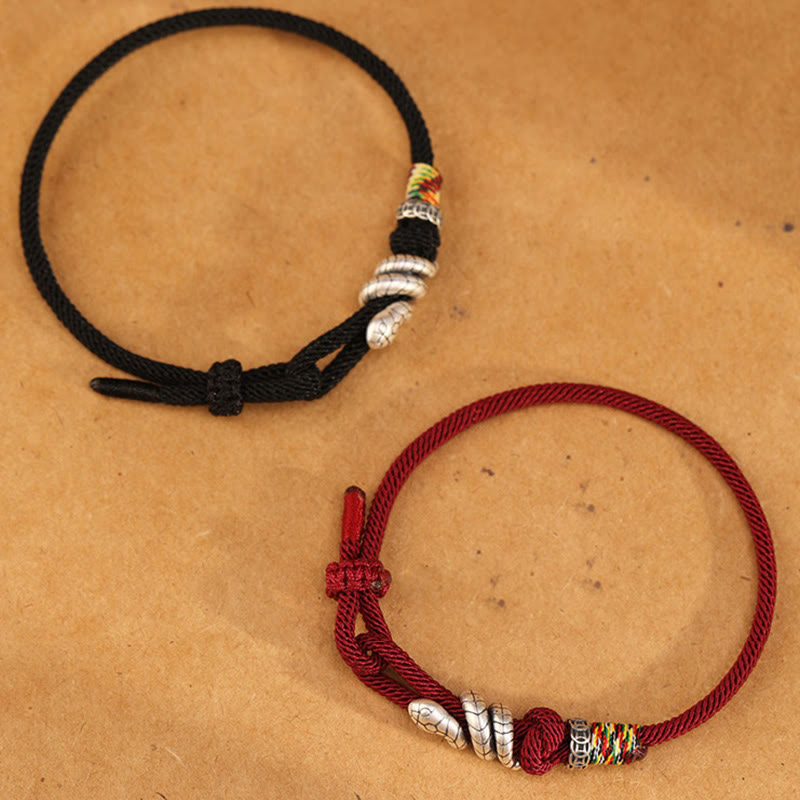 Buddha Stones Red String 925 Sterling Silver Year of the Snake Coin Ring Snake Luck Bracelet - image 12