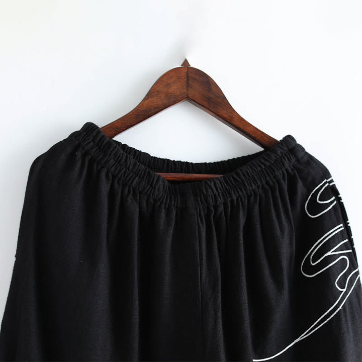 Buddha Stones Clouds Elastic Waist Ethnic Cotton Men's Pants With Pockets - image 9