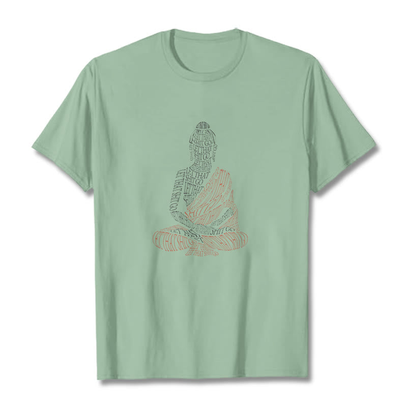 Buddha Stones Meditating Buddha Let That Shit Go Pattern Tee T-shirt - PaleGreen - 2XL - image 14