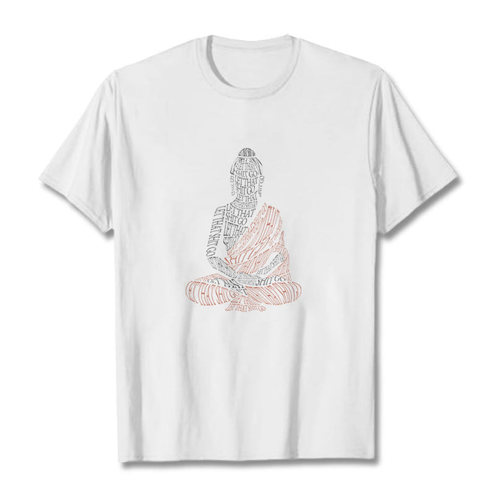 Buddha Stones Meditating Buddha Let That Shit Go Pattern Tee T-shirt - White - 2XL - image 0