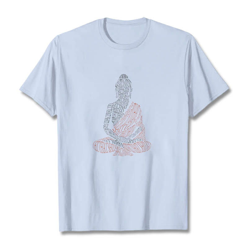 Buddha Stones Meditating Buddha Let That Shit Go Pattern Tee T-shirt - LightCyan - 2XL - image 18