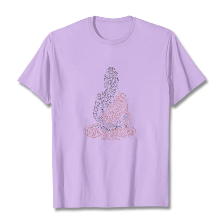 Buddha Stones Meditating Buddha Let That Shit Go Pattern Tee T-shirt - Plum - 2XL - image 16