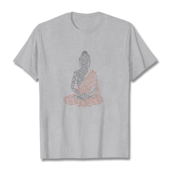 Buddha Stones Meditating Buddha Let That Shit Go Pattern Tee T-shirt - LightGrey - 2XL - image 19