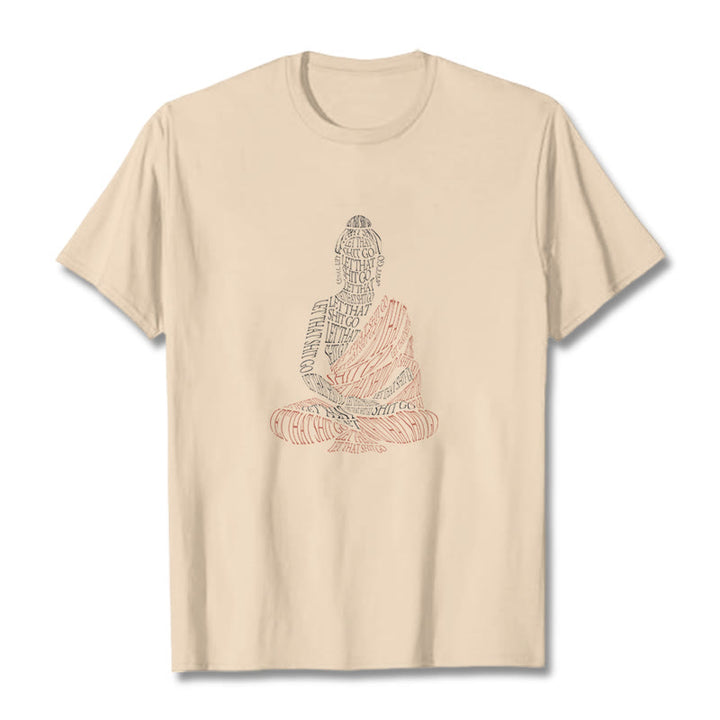 Buddha Stones Meditating Buddha Let That Shit Go Pattern Tee T-shirt - Bisque - 2XL - image 8