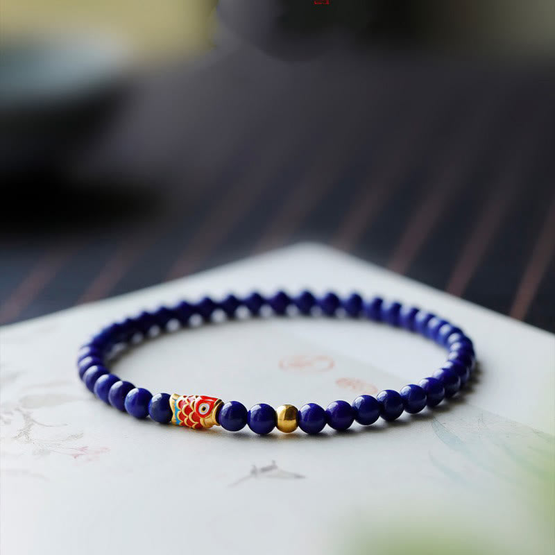 Buddha Stones Lazurite Koi Fish Positive Bracelet - image 1