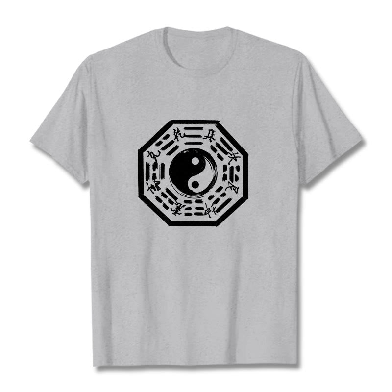 Buddha Stones Ba Gua Pattern Cotton Tee T-shirt - LightGrey - 2XL - image 10
