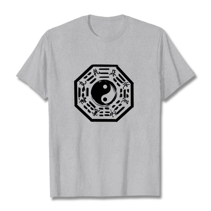 Buddha Stones Ba Gua Pattern Cotton Tee T-shirt - LightGrey - 2XL - image 10