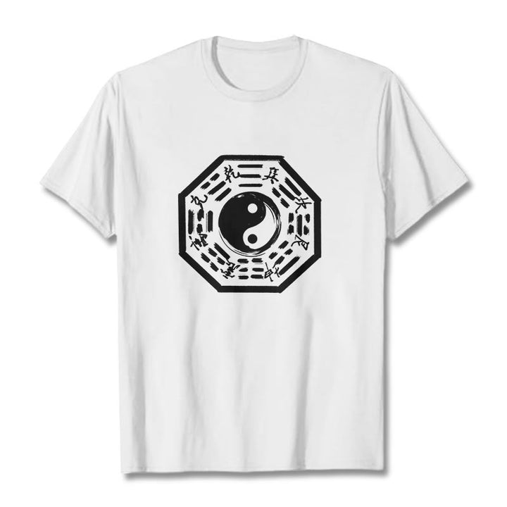 Buddha Stones Ba Gua Pattern Cotton Tee T-shirt - White - 2XL - image 5